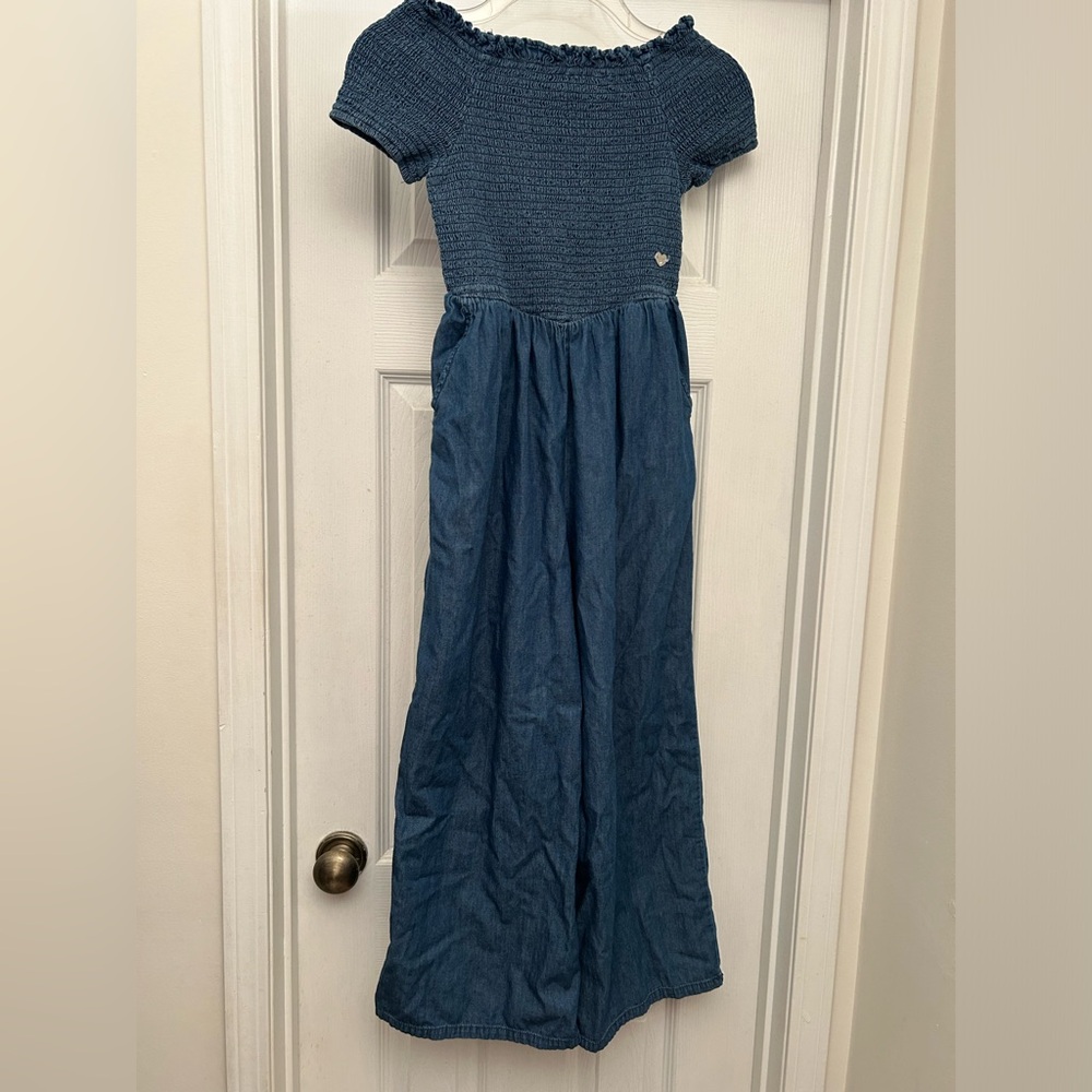 Girls Bebe denim jumpsuit